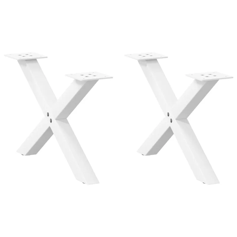 Kavos staliuko kojelės, 2 vnt., baltos, 60x(30-31) cm, plienas, X formos