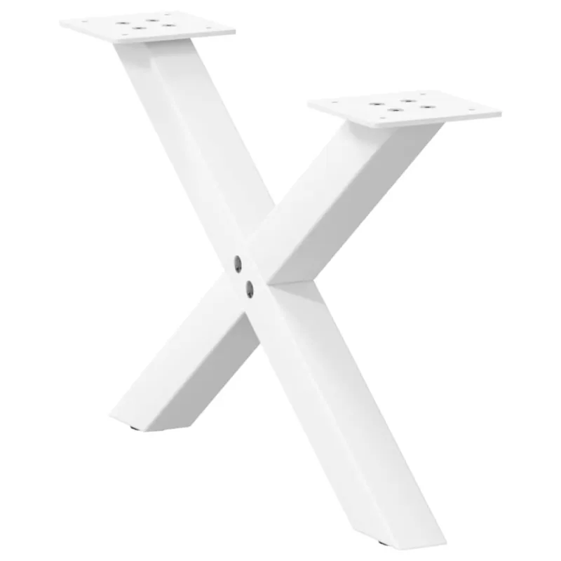 Kavos staliuko kojelės, 2 vnt., baltos, 60x(30-31) cm, plienas, X formos