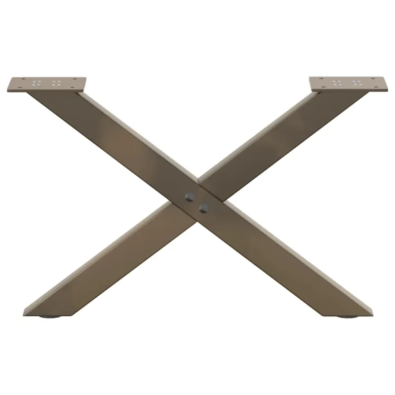 Kavos staliuko kojelės, X formos, 2 vnt., natūralus plienas, 60x(30-31) cm, plienas