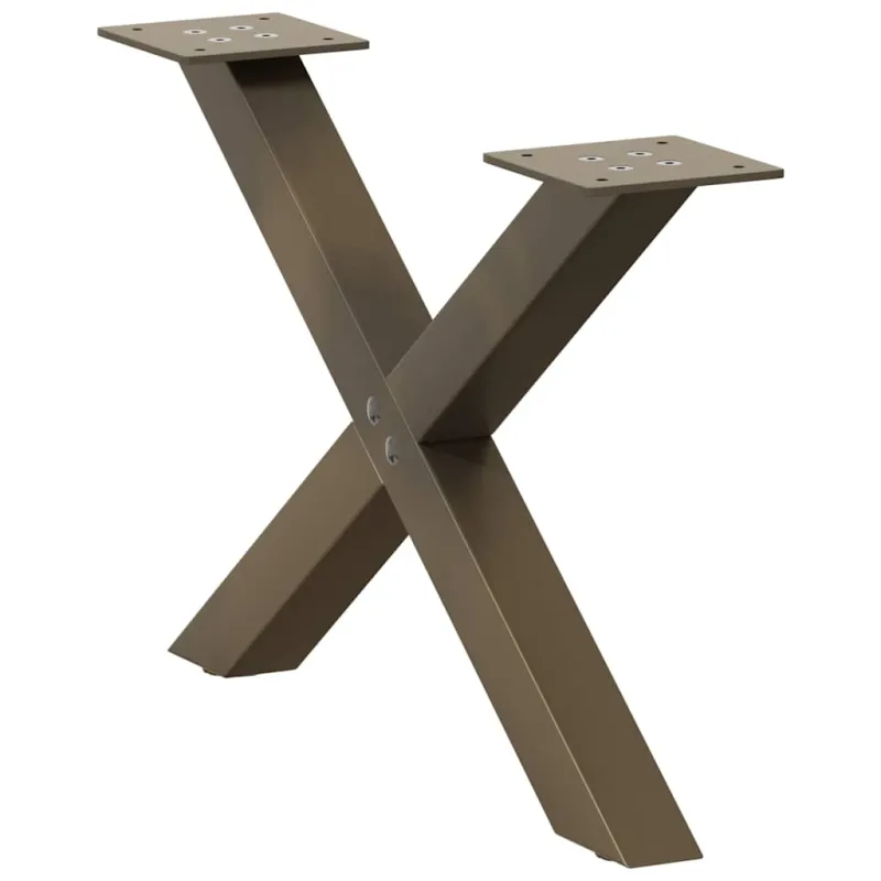 Kavos staliuko kojelės, X formos, 2 vnt., natūralus plienas, 60x(30-31) cm, plienas