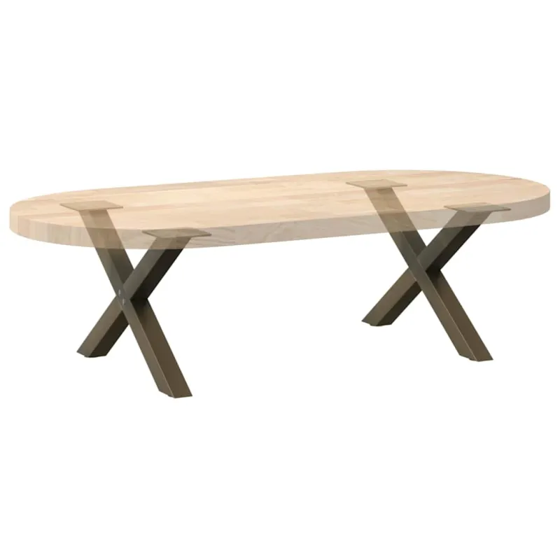 Kavos staliuko kojelės, X formos, 2 vnt., natūralus plienas, 60x(30-31) cm, plienas