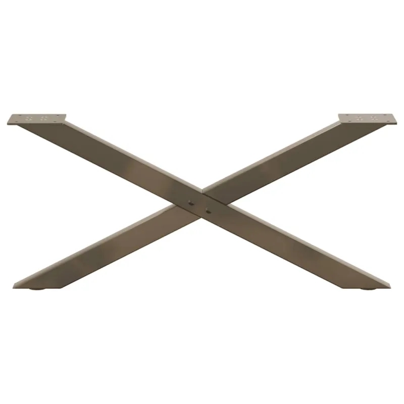 Kavos staliuko kojelės, X formos, 2 vnt., natūralus plienas, 70x(30-31) cm, plienas