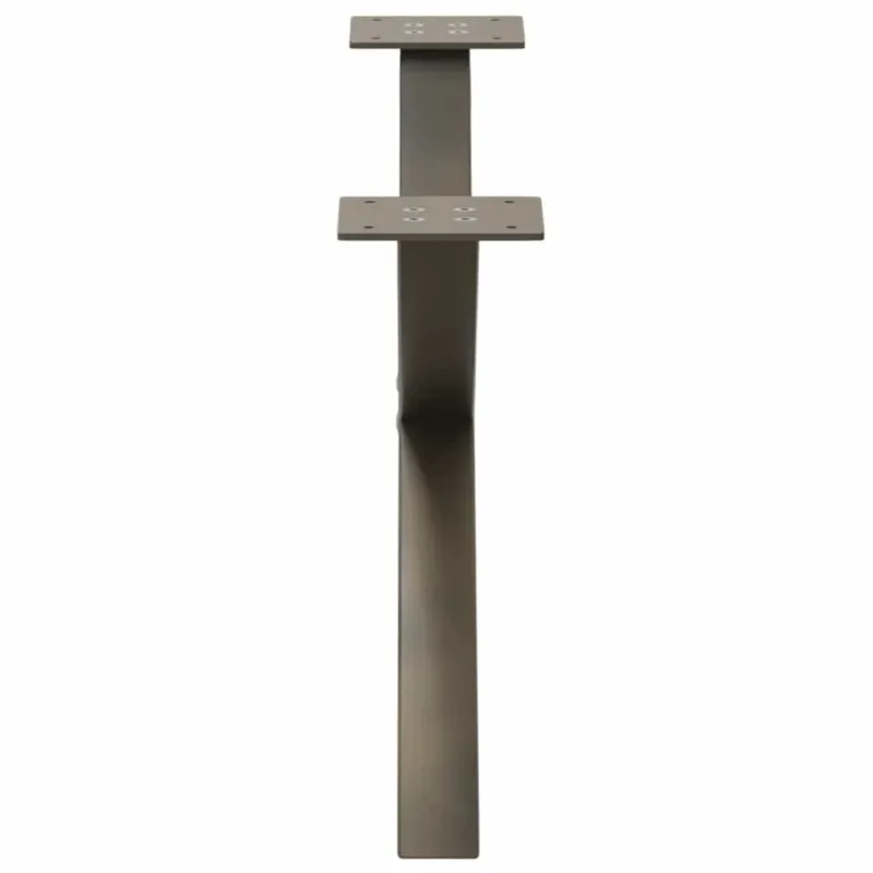 Kavos staliuko kojelės, X formos, 2 vnt., natūralus plienas, 70x(30-31) cm, plienas