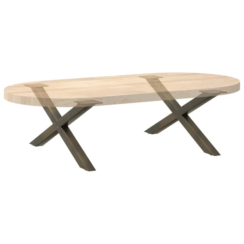 Kavos staliuko kojelės, X formos, 2 vnt., natūralus plienas, 70x(30-31) cm, plienas
