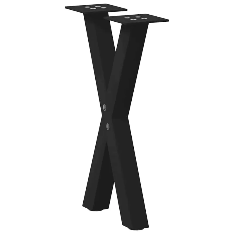 Kavos staliuko kojelės, X formos, 2 vnt., juodos, 28x(42-43) cm, plienas