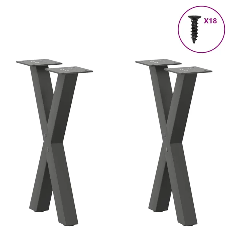Kavos staliuko kojelės, 2 vnt., antracito spalvos, 28x(42-43) cm, plienas