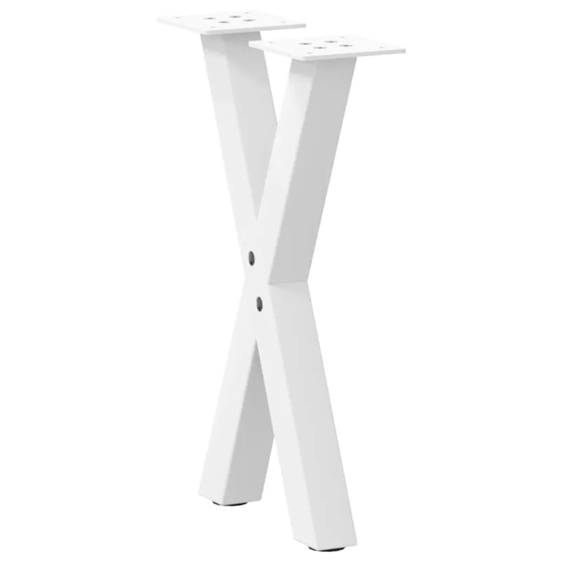 Kavos staliuko kojelės, X formos, 2 vnt., baltos, 38x(42-43) cm, plienas