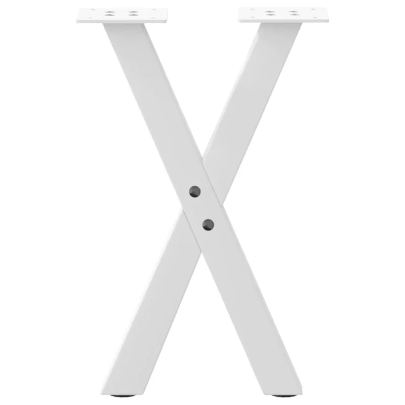 Kavos staliuko kojelės, X formos, 2 vnt., baltos, 38x(42-43) cm, plienas