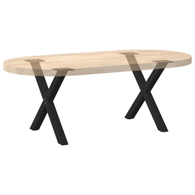 Kavos staliuko kojelės, X formos, 2 vnt., juodos, 50x(42-43) cm, plienas