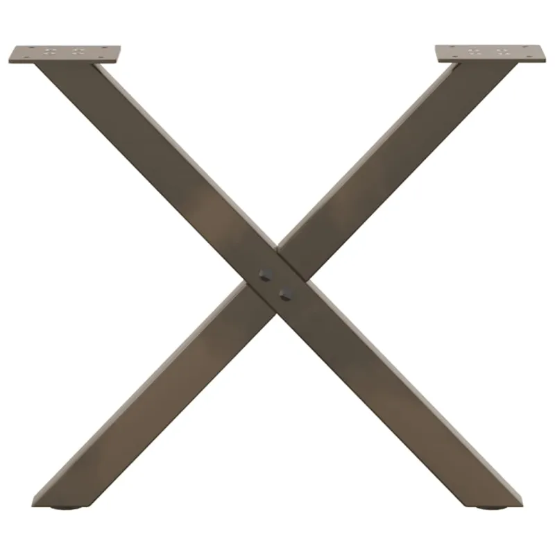 Kavos staliuko kojelės, X formos, 2 vnt., natūralus plienas, 60x(42-43) cm, plienas