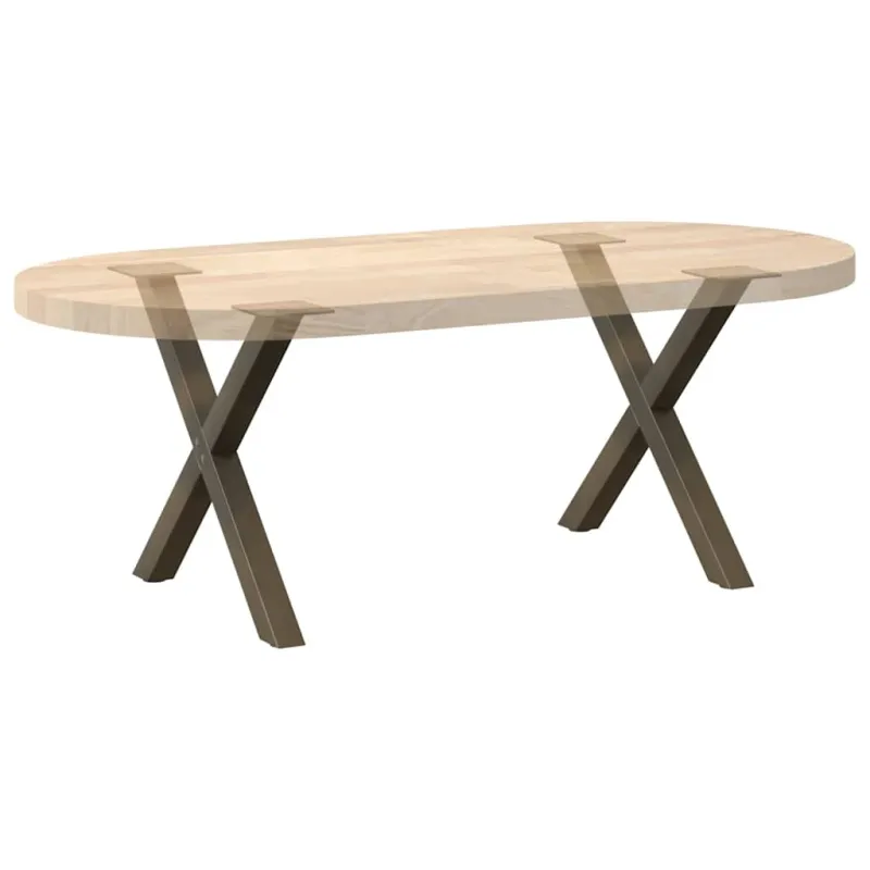 Kavos staliuko kojelės, X formos, 2 vnt., natūralus plienas, 60x(42-43) cm, plienas