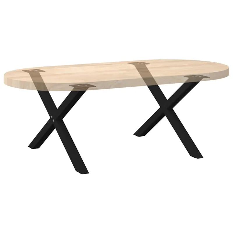 Kavos staliuko kojelės, X formos, 2 vnt., juodos, 70x(42-43) cm, plienas