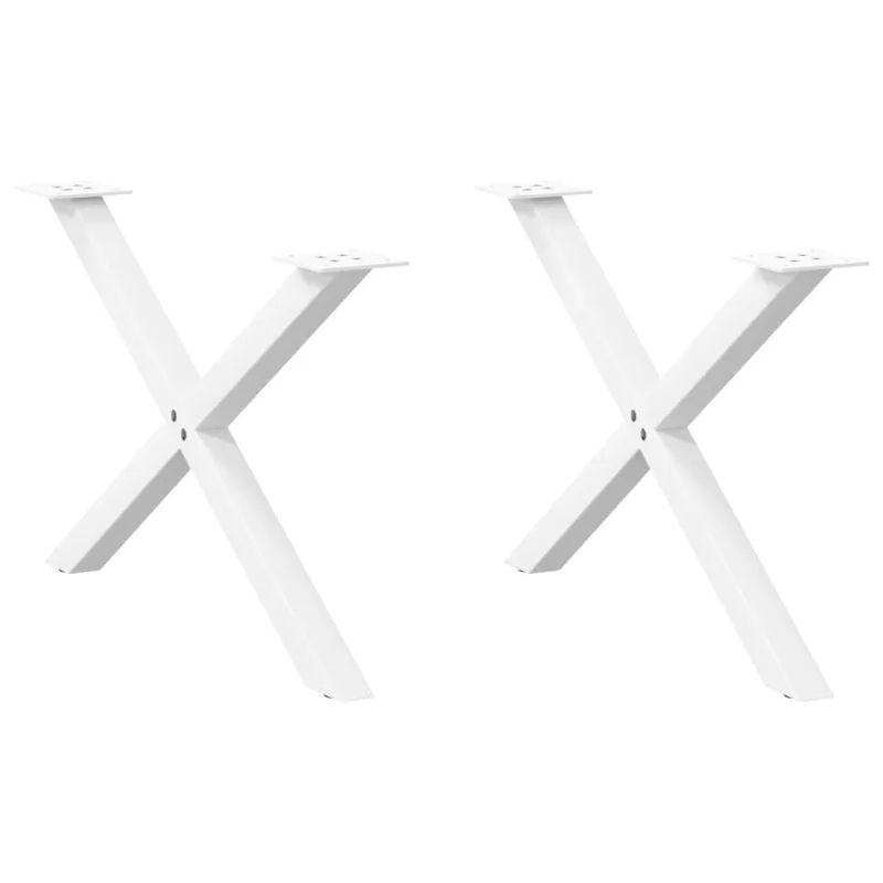 Kavos staliuko kojelės, 2 vnt., baltos, 70x(42-43) cm, plienas, X formos