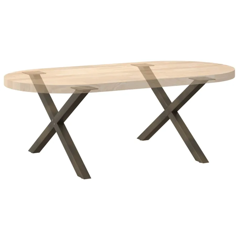 Kavos staliuko kojelės, X formos, 2 vnt., natūralus plienas, 70x(42-43) cm, plienas