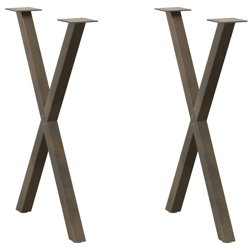 Valgomojo stalo kojos, X formos, 2 vnt., natūralus plienas, 50x(72-73) cm, plienas