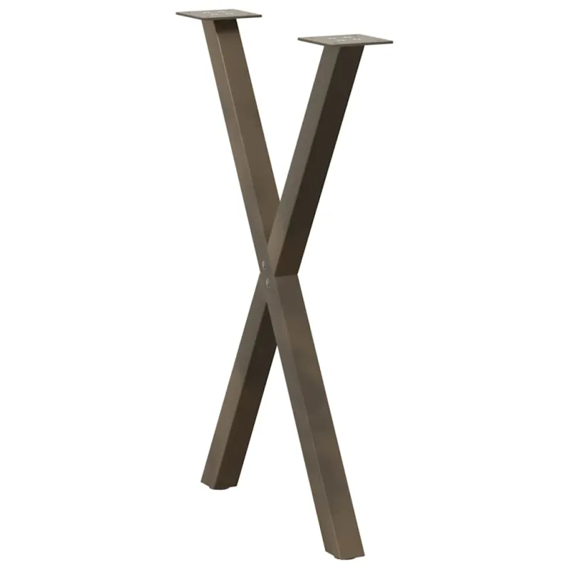 Valgomojo stalo kojos, X formos, 2 vnt., natūralus plienas, 50x(72-73) cm, plienas