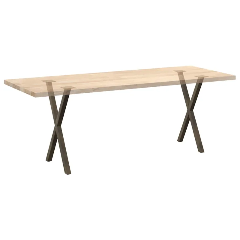 Valgomojo stalo kojos, X formos, 2 vnt., natūralus plienas, 50x(72-73) cm, plienas