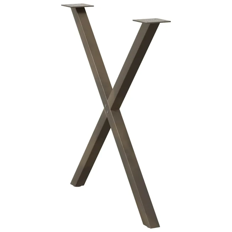 Valgomojo stalo kojelės, X formos, 2 vnt., natūralus plienas, 70x(72-73) cm, plienas