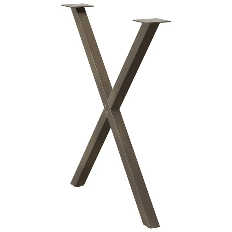 Valgomojo stalo kojelės, X formos, 2 vnt., natūralus plienas, 80x(72-73) cm, plienas