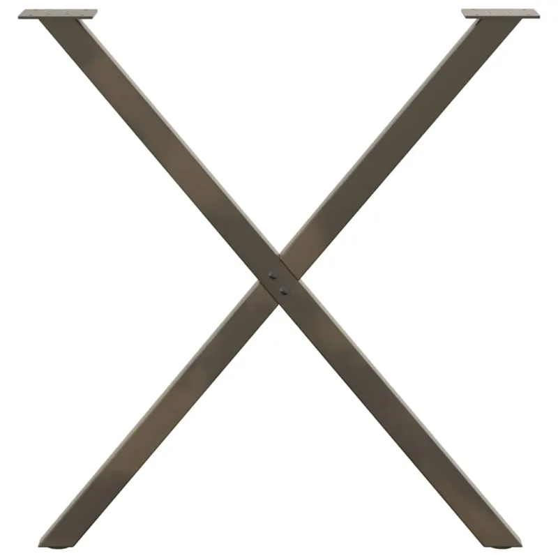 Valgomojo stalo kojelės, X formos, 2 vnt., natūralus plienas, 80x(72-73) cm, plienas