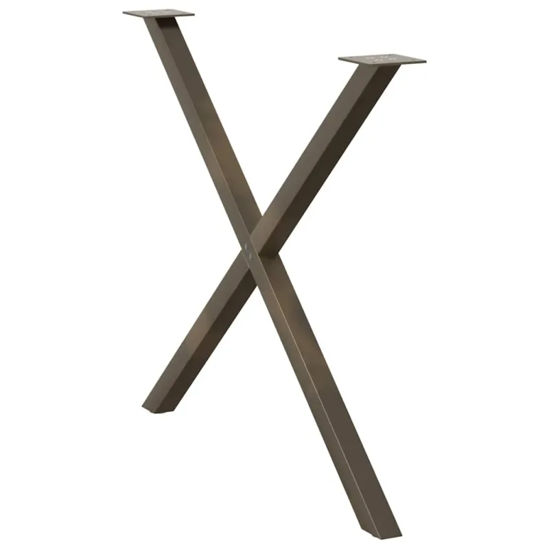 Valgomojo stalo kojelės, X formos, 2 vnt., natūralus plienas, 90x(72-73) cm, plienas