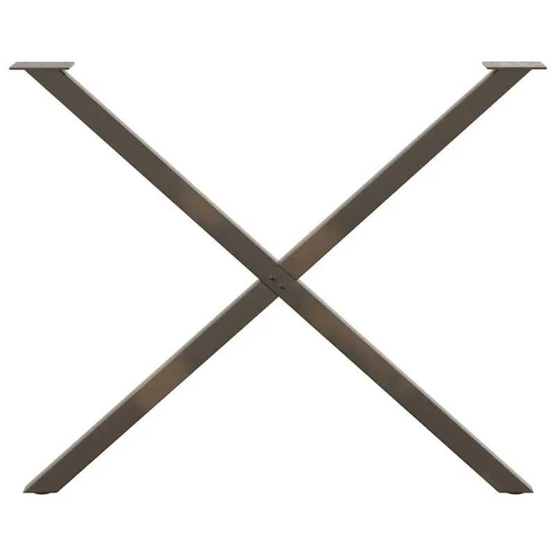 Valgomojo stalo kojelės, X formos, 2 vnt., natūralus plienas, 90x(72-73) cm, plienas