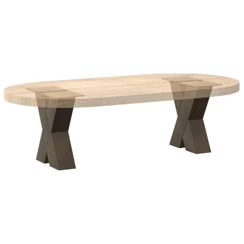 Kavos staliuko kojelės, X formos, 2 vnt., natūralus plienas, 40x(30-31) cm, plienas