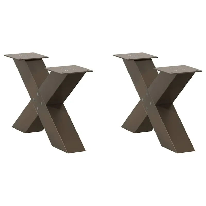 Kavos staliuko kojelės, X formos, 2 vnt., natūralus plienas, 50x(30-31) cm, plienas