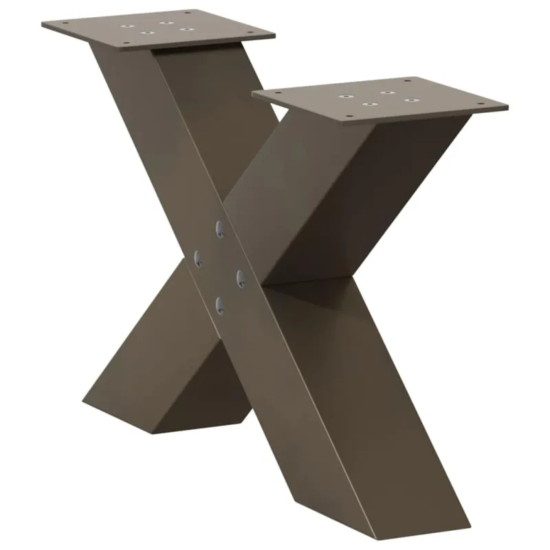 Kavos staliuko kojelės, X formos, 2 vnt., natūralus plienas, 50x(30-31) cm, plienas