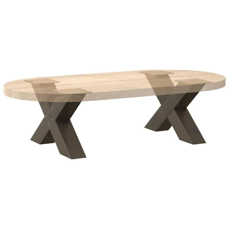 Kavos staliuko kojelės, X formos, 2 vnt., natūralus plienas, 60x(30-31) cm, plienas