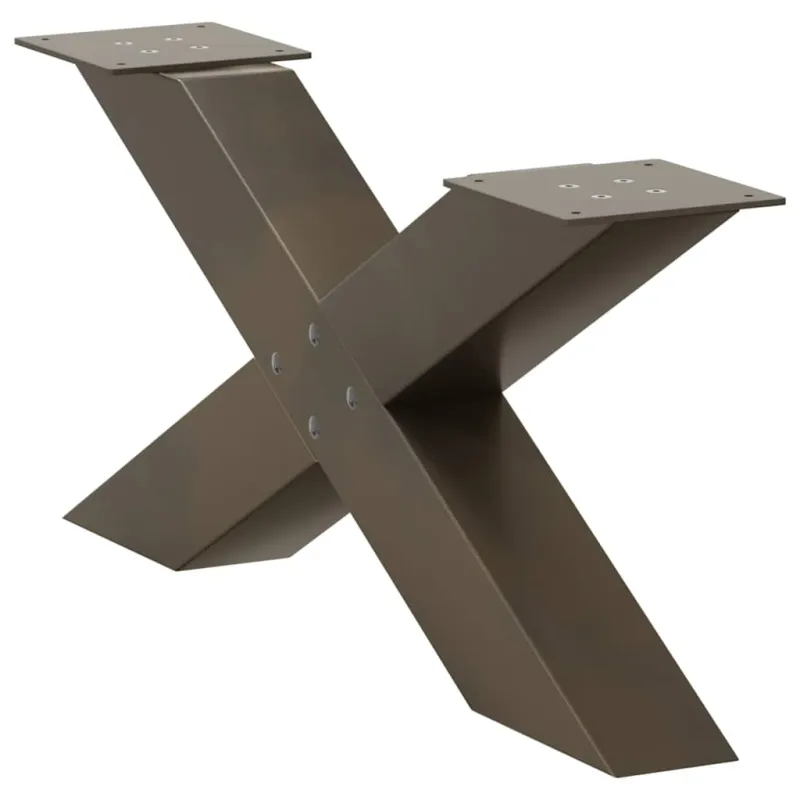 Kavos staliuko kojelės, X formos, 2 vnt., natūralus plienas, 70x(30-31) cm, plienas