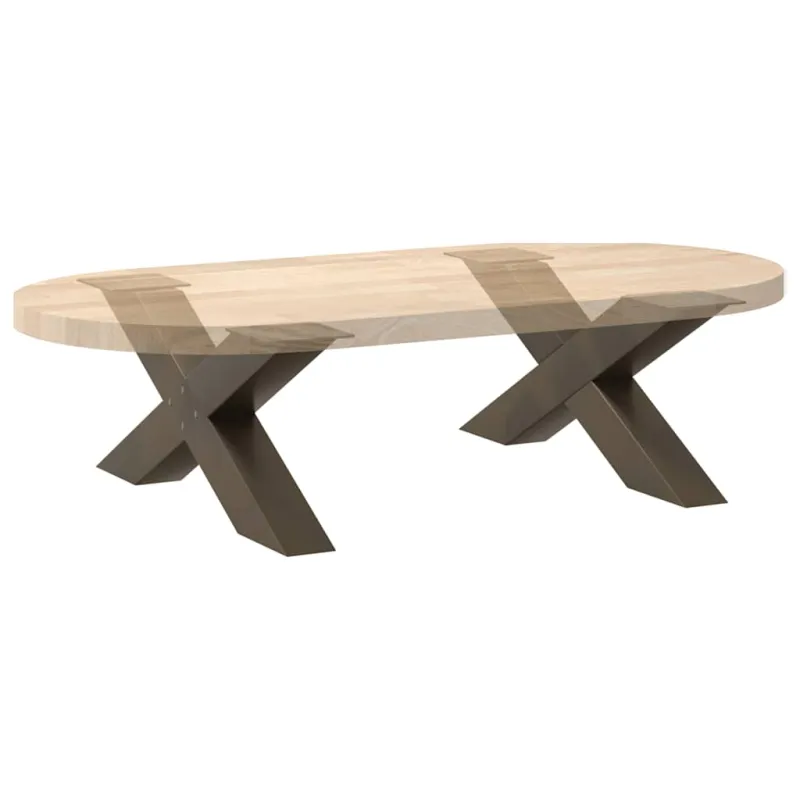 Kavos staliuko kojelės, X formos, 2 vnt., natūralus plienas, 70x(30-31) cm, plienas