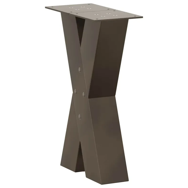 Kavos staliuko kojelės, X formos, 2 vnt., natūralus plienas, 28x(42-43) cm, plienas