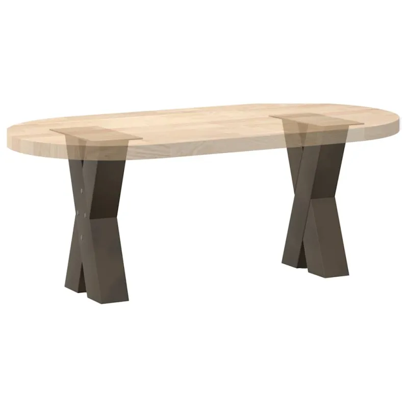 Kavos staliuko kojelės, X formos, 2 vnt., natūralus plienas, 28x(42-43) cm, plienas