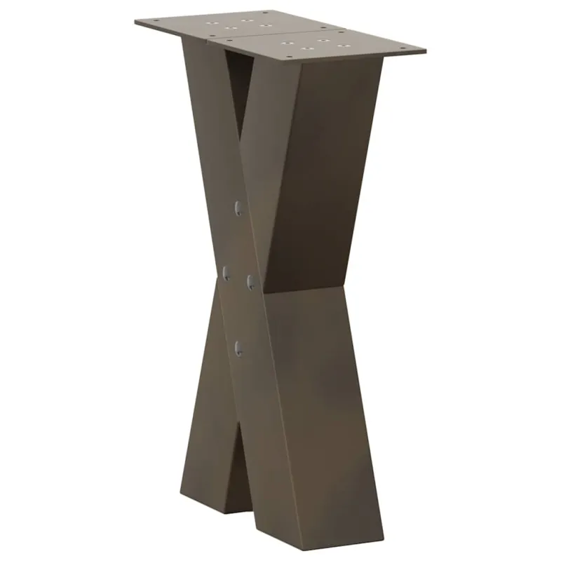 Kavos staliuko kojelės, X formos, 2 vnt., natūralus plienas, 38x(42-43) cm, plienas