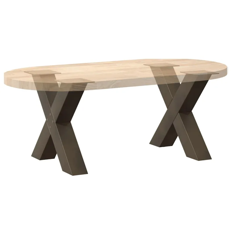 Kavos staliuko kojelės, X formos, 2 vnt., natūralus plienas, 60x(42-43) cm, plienas
