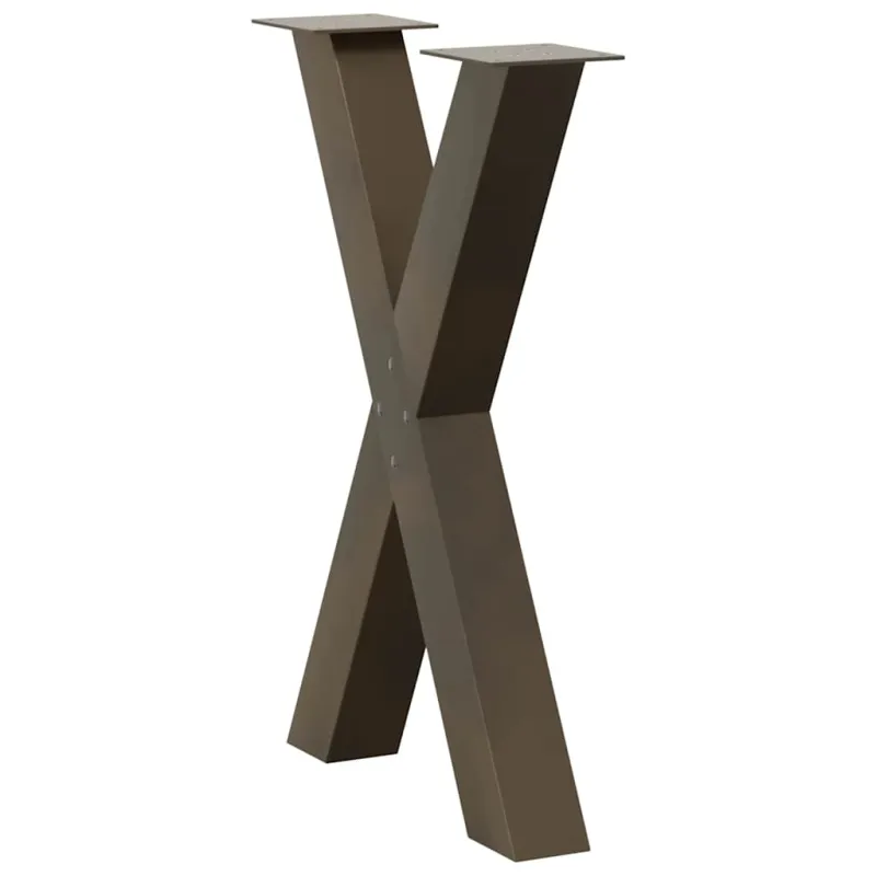 Valgomojo stalo kojos, X formos, 2 vnt., natūralus plienas, 50x(72-73) cm, plienas