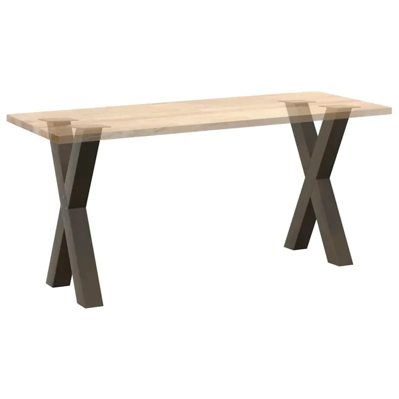 Valgomojo stalo kojos, X formos, 2 vnt., natūralus plienas, 50x(72-73) cm, plienas