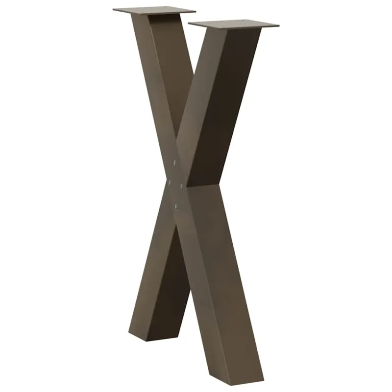 Valgomojo stalo kojos, X formos, 2 vnt., natūralus plienas, 60x(72-73) cm, plienas