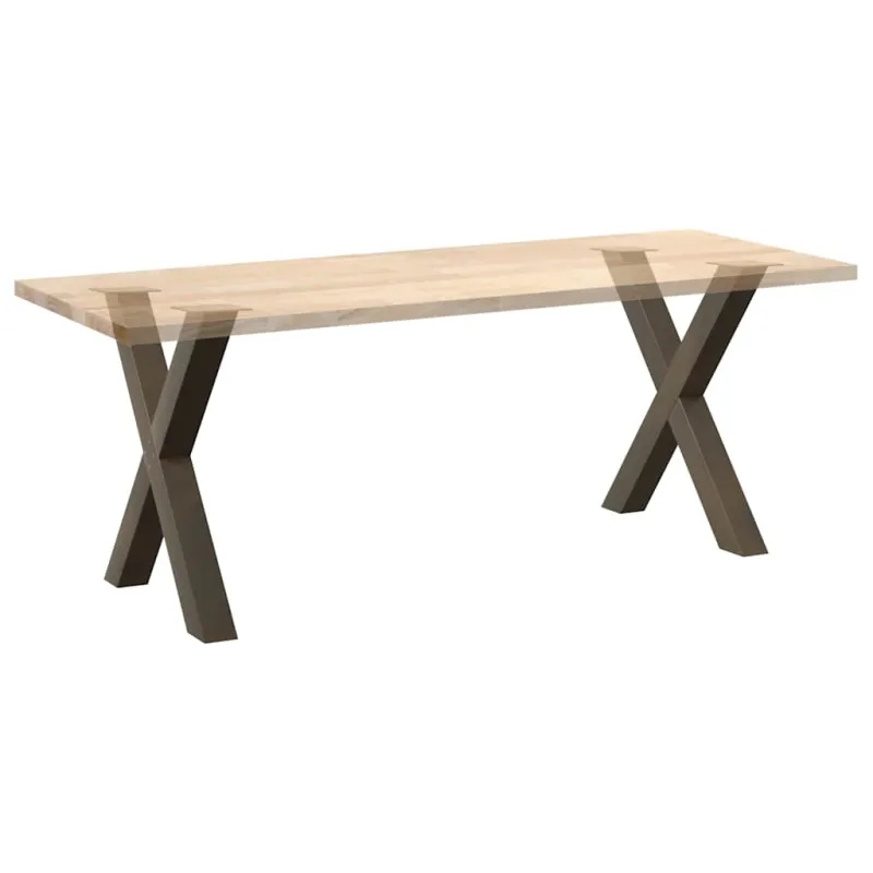 Valgomojo stalo kojelės, X formos, 2 vnt., natūralus plienas, 80x(72-73) cm, plienas