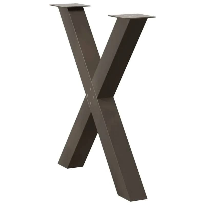 Valgomojo stalo kojos, X formos, 3 vnt., natūralus plienas, 70x(72-73) cm, plienas