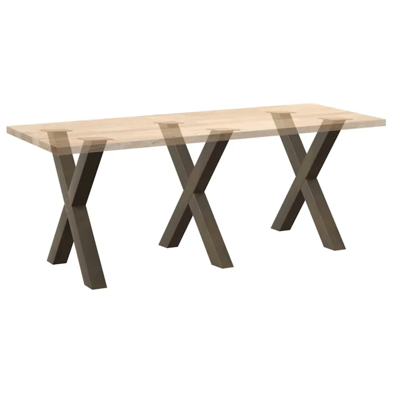 Valgomojo stalo kojos, X formos, 3 vnt., natūralus plienas, 70x(72-73) cm, plienas