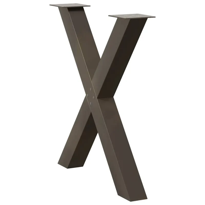 Valgomojo stalo kojos, X formos, 3 vnt., natūralus plienas, 80x(72-73) cm, plienas