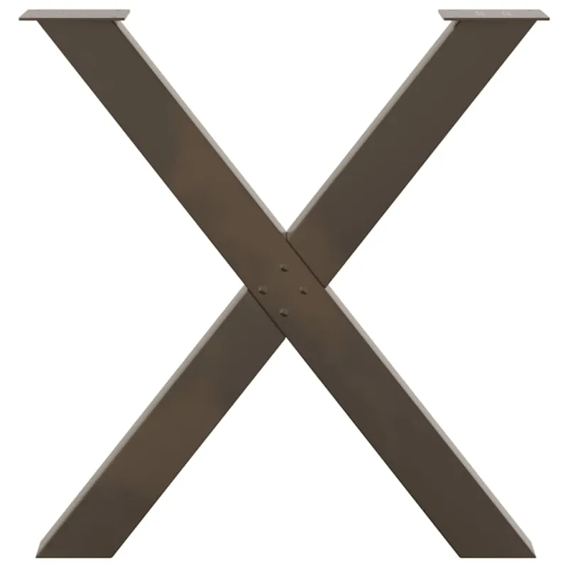 Valgomojo stalo kojos, X formos, 3 vnt., natūralus plienas, 80x(72-73) cm, plienas
