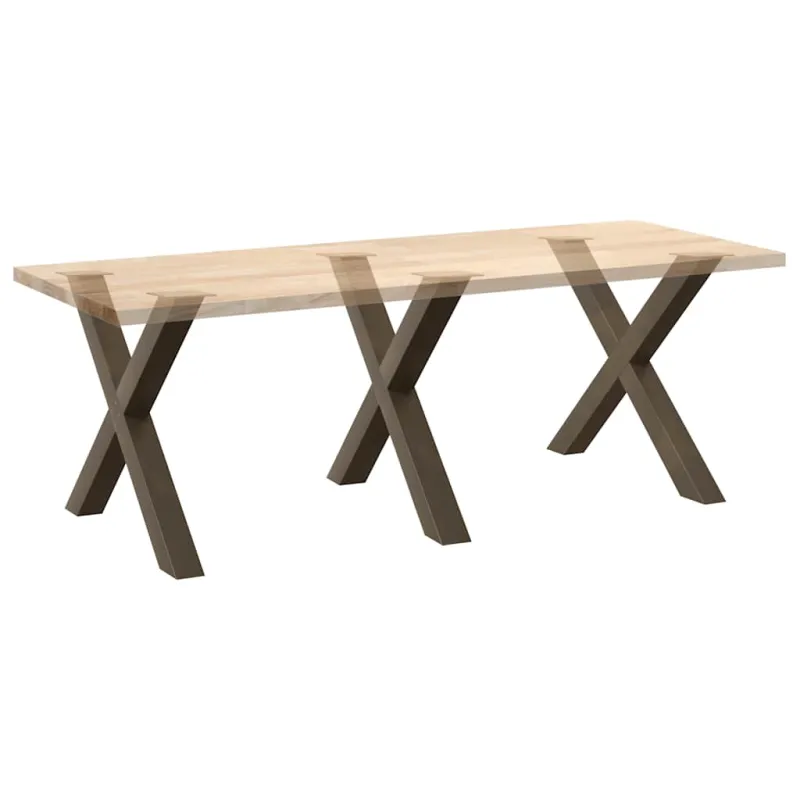 Valgomojo stalo kojos, X formos, 3 vnt., natūralus plienas, 90x(72-73) cm, plienas