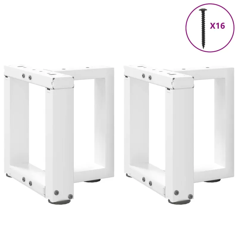 Kavos staliuko kojelės, 2 vnt., baltos, 30x25x(30-31) cm, plienas, T formos