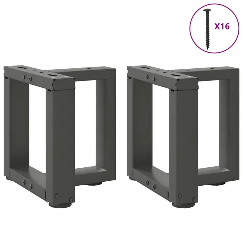 Kavos staliuko kojelės, 2 vnt., antracito spalvos, 30x25x(30-31) cm, plienas
