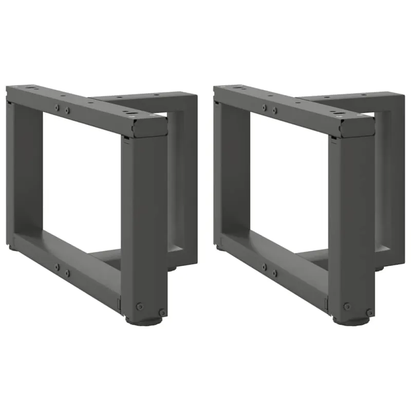 Kavos staliuko kojelės, T formos, 2 vnt., antracito spalvos, 40x25x(30-31) cm, plienas
