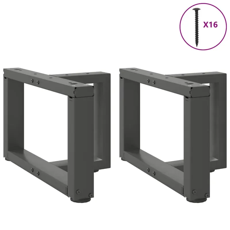 Kavos staliuko kojelės, T formos, 2 vnt., antracito spalvos, 40x25x(30-31) cm, plienas