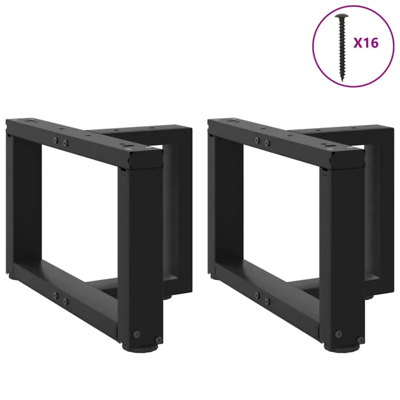 Kavos staliuko kojelės, T formos, 2 vnt., juodos, 50x25x(30-31) cm, plienas